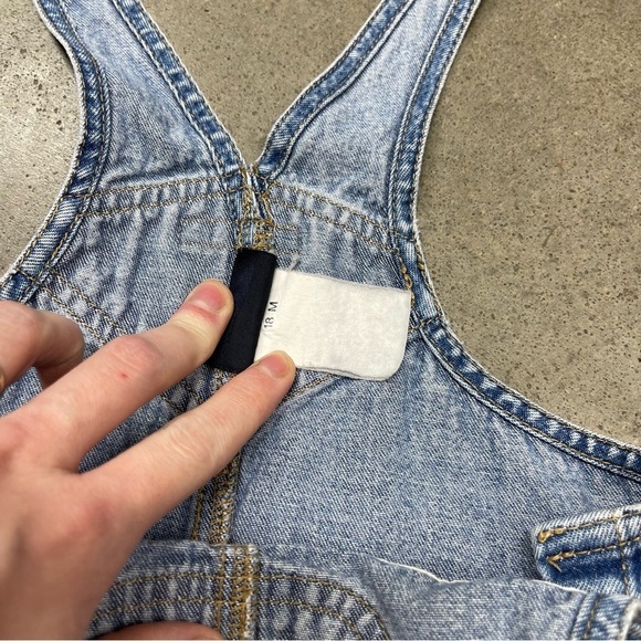 Vintage Faded Glory Bib Overalls Infant Cargo Snap Off Jean Denim - Picture 10 of 10